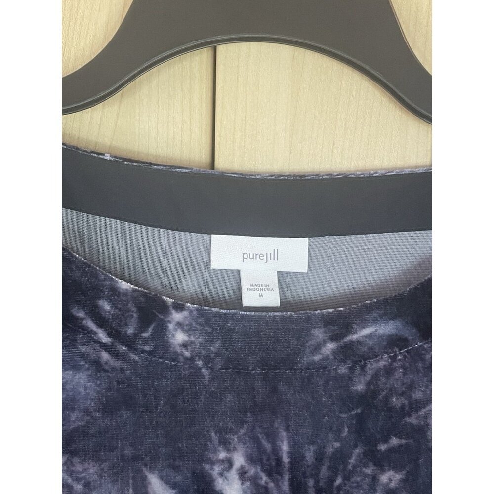 J Jill Top Pure Jill Sz M‎ Crushed Velvet Whimsigoth Boxy Y2K Summer Travel Blue - Picture 2 of 3